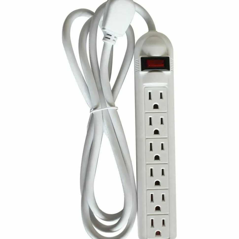 Compucessory 6-Outlet Power Strip, 6' Cord, Gray