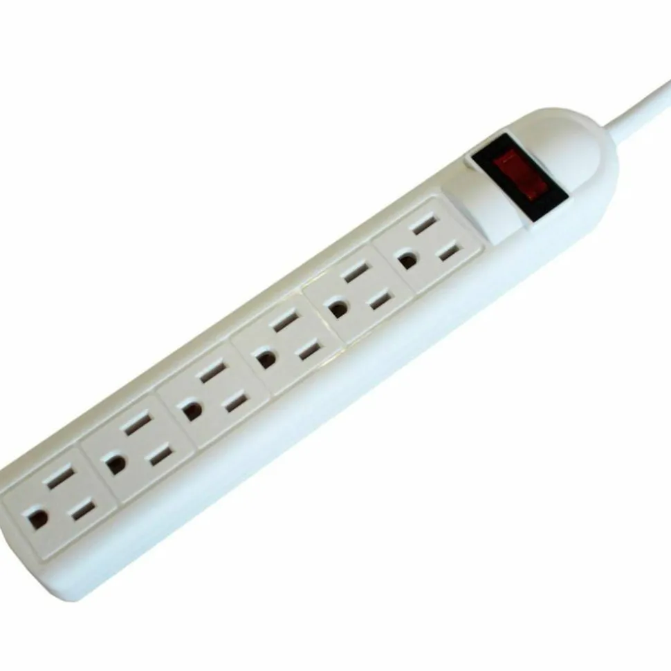 Compucessory 6-Outlet Power Strip, 15' Cord, Gray