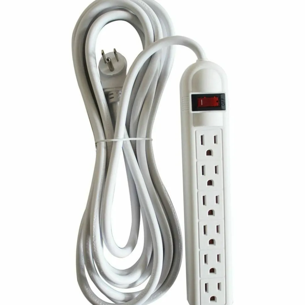 Compucessory 6-Outlet Power Strip, 15' Cord, Gray