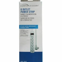 Compucessory 6-Outlet Power Strip, 15' Cord, Gray