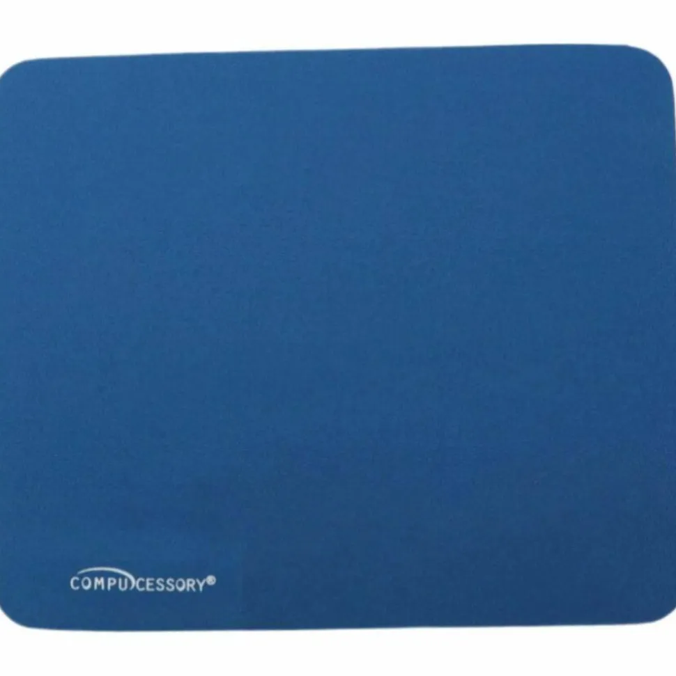 Compucessory Smooth Cloth Nonskid Mouse Pads - 9.50" Width x 8.50" Depth - Blue - Rubber, Cloth - 1 Each