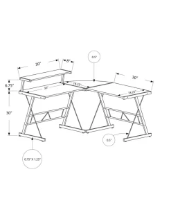 Computer Desk, Home Office, Corner, L Shape, Work, Laptop, Brown Laminate, Grey Metal, Contemporary, Modern