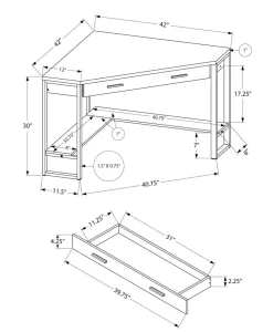 Computer Desk, Home Office, Corner, Storage Drawers, 42"L, Work, Laptop, Brown Laminate, Grey Metal, Contemporary, Modern