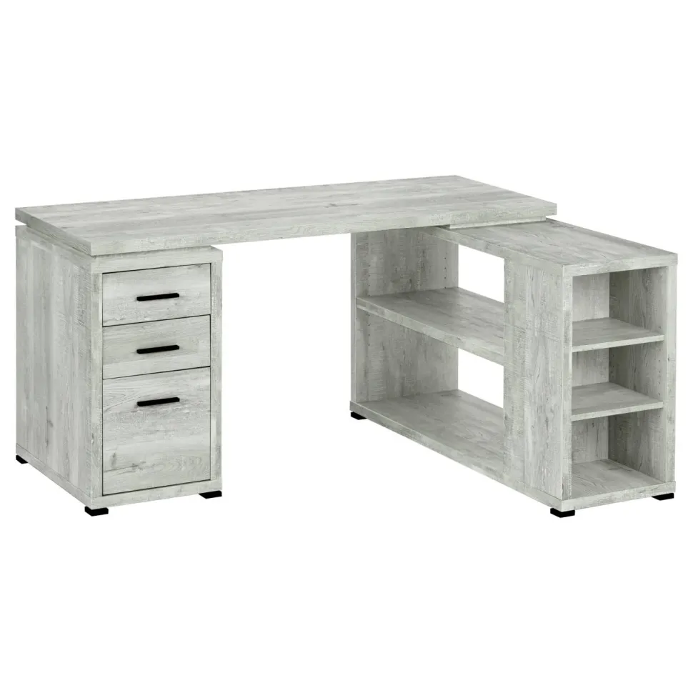Computer Desk, Home Office, Corner, Left, Right Set-up, Storage Drawers, L Shape, Work, Laptop, Grey Laminate, Contemporary, Modern