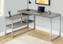 Computer Desk, Home Office, Corner, Left, Right Set-up, Storage Shelves, 60