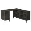 Computer Desk, Home Office, Corner, Storage Drawers, 60"L, L Shape, Work, Laptop, Grey Laminate, Black Metal, Contemporary, Modern