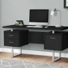 Computer Desk, Home Office, Laptop, Left, Right Set-up, Storage Drawers, 60"L, Work, Black Laminate, Grey Metal, Contemporary, Modern