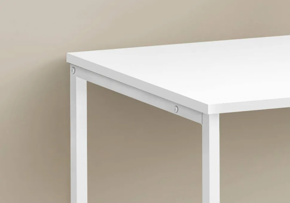 Computer Desk, Home Office, Laptop, Left, Right Set-up, Storage Drawers, 40"L, Work, White Laminate, White Metal, Contemporary, Modern