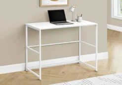 Computer Desk, Home Office, Laptop, Left, Right Set-up, Storage Drawers, 40"L, Work, White Laminate, White Metal, Contemporary, Modern
