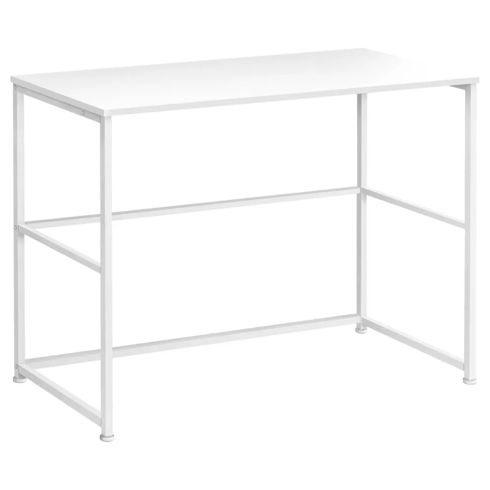 Computer Desk, Home Office, Laptop, Left, Right Set-up, Storage Drawers, 40"L, Work, White Laminate, White Metal, Contemporary, Modern