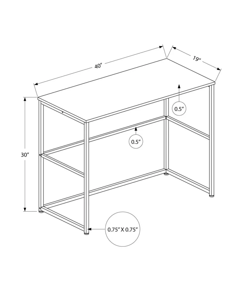 Computer Desk, Home Office, Laptop, Left, Right Set-up, Storage Drawers, 40"L, Work, White Laminate, White Metal, Contemporary, Modern