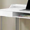 Computer Desk, Home Office, Laptop, Storage Drawers, 48"L, Work, White Laminate, Grey Metal, Contemporary, Modern