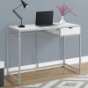 Computer Desk, Home Office, Laptop, Storage Drawer, 42"L, Work, White Laminate, Black Metal, Contemporary, Modern