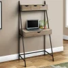 Computer Desk, Home Office, Laptop, Leaning, Storage Drawers, 32"L, Work, Brown Laminate, Black Metal, Contemporary, Modern