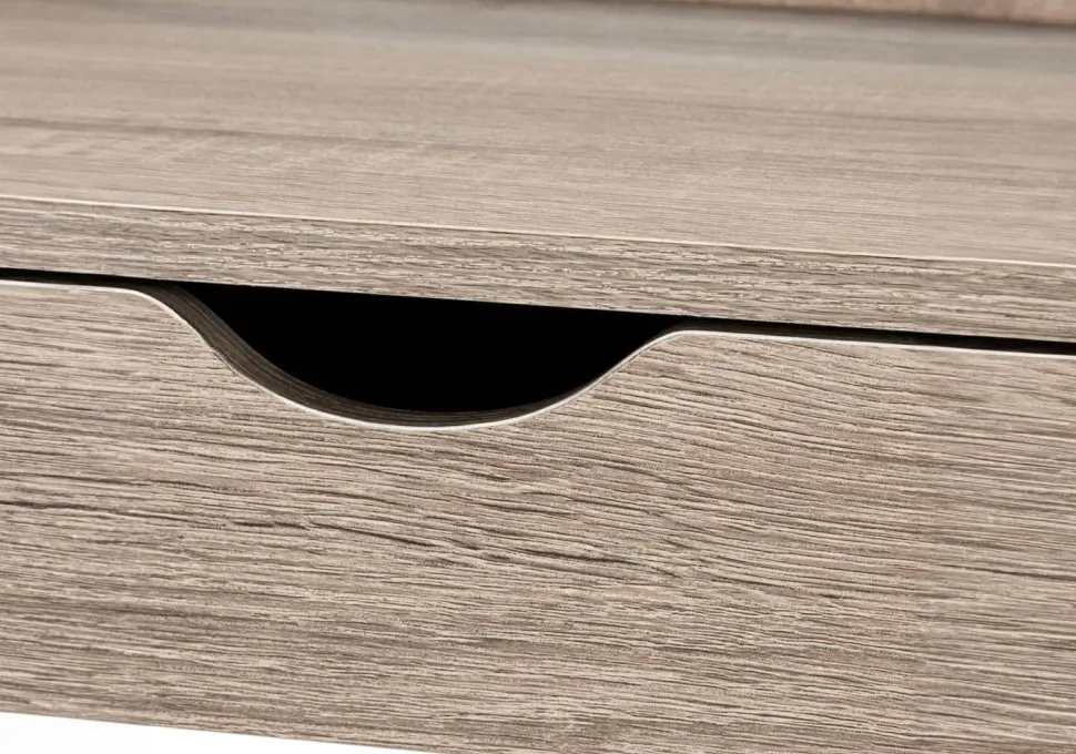 Computer Desk, Home Office, Laptop, Leaning, Storage Drawers, 32"L, Work, Brown Laminate, Black Metal, Contemporary, Modern