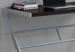Computer Desk, Home Office, Laptop, 48"L, Work, Brown Laminate, Grey Metal, Contemporary, Modern
