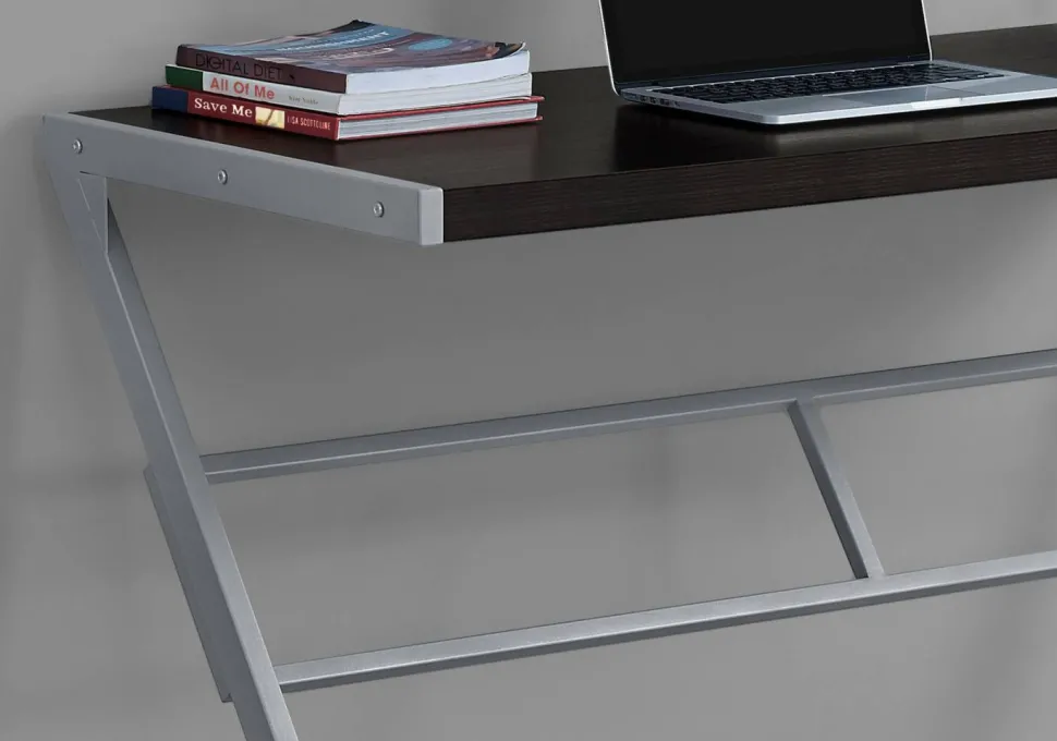 Computer Desk, Home Office, Laptop, 48"L, Work, Brown Laminate, Grey Metal, Contemporary, Modern
