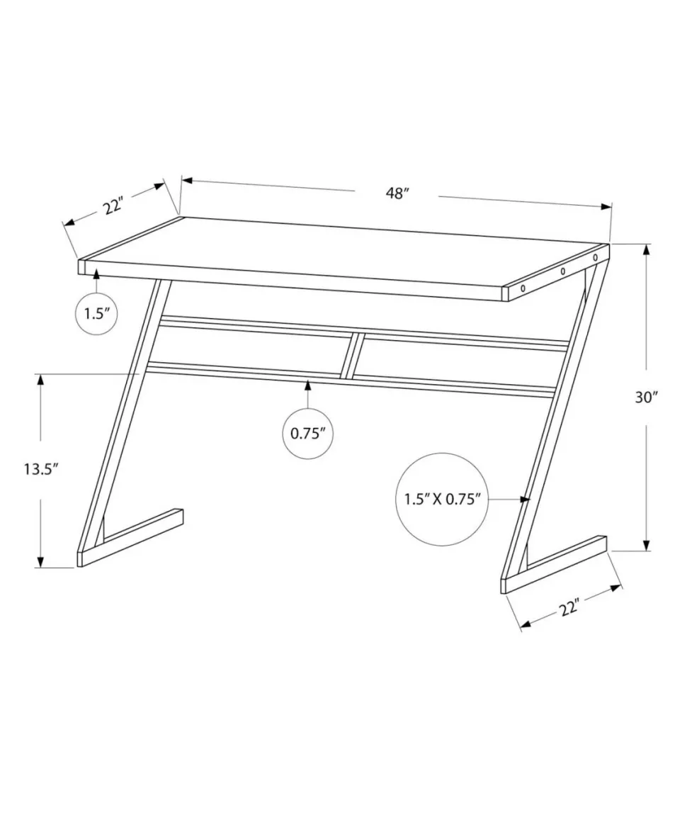 Computer Desk, Home Office, Laptop, 48"L, Work, Brown Laminate, Grey Metal, Contemporary, Modern