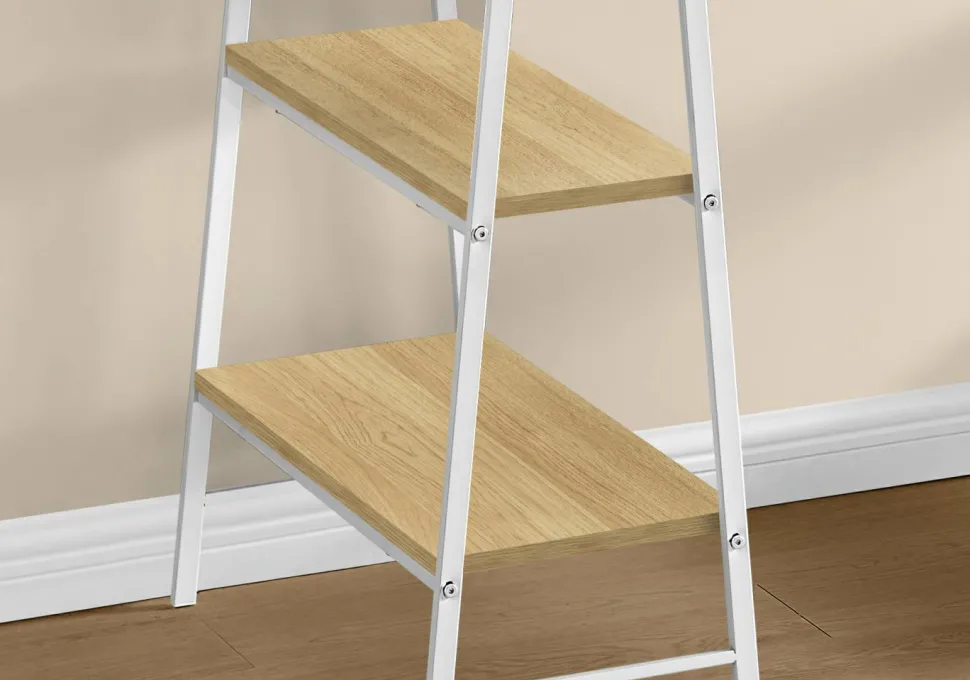 Computer Desk, Home Office, Laptop, Storage Shelves, 48"L, Work, Natural Laminate, White Metal, Contemporary, Modern