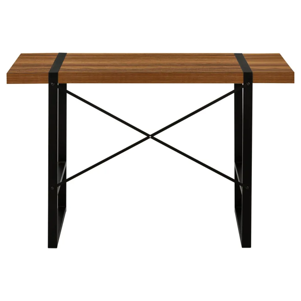Computer Desk, Home Office, Laptop, 48"L, Work, Walnut Laminate, Black Metal, Contemporary, Modern