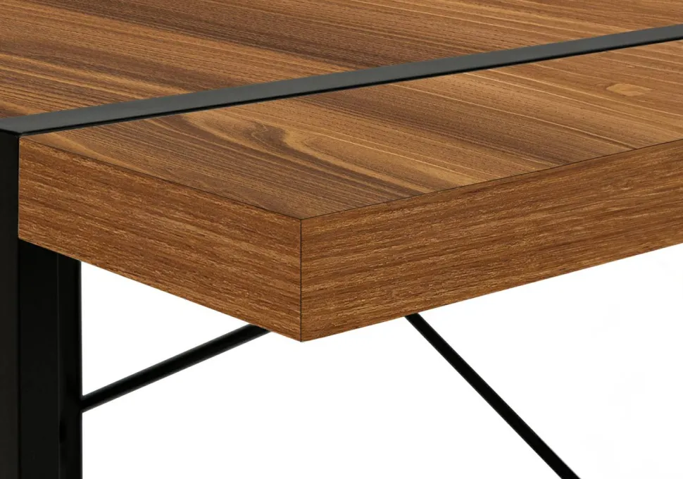 Computer Desk, Home Office, Laptop, 48"L, Work, Walnut Laminate, Black Metal, Contemporary, Modern