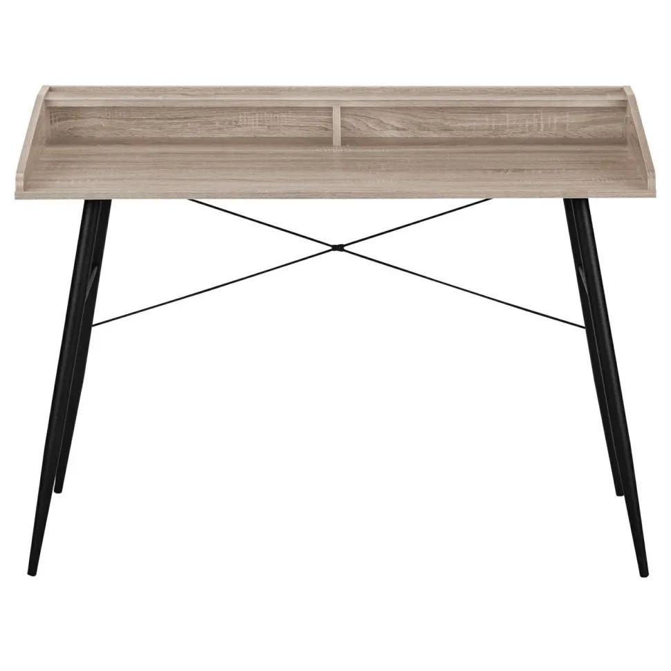 Computer Desk, Home Office, Laptop, Storage Shelves, 48"L, Work, Brown Laminate, Black Metal, Contemporary, Modern