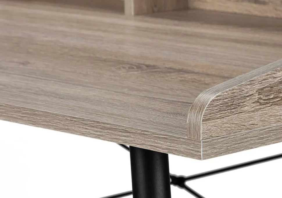 Computer Desk, Home Office, Laptop, Storage Shelves, 48"L, Work, Brown Laminate, Black Metal, Contemporary, Modern