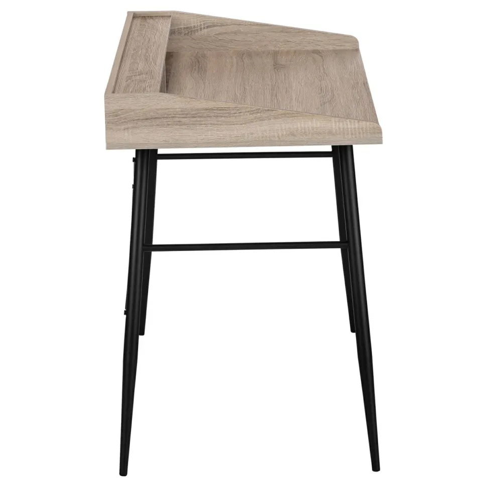 Computer Desk, Home Office, Laptop, Storage Shelves, 48"L, Work, Brown Laminate, Black Metal, Contemporary, Modern
