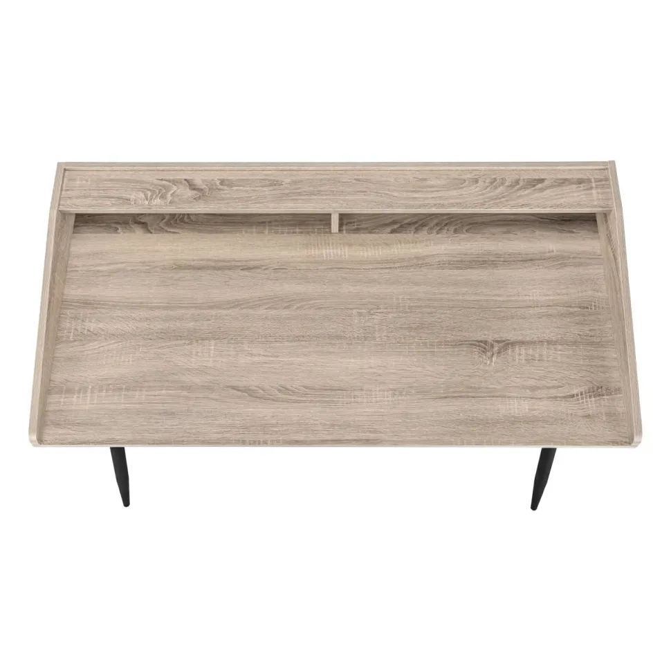 Computer Desk, Home Office, Laptop, Storage Shelves, 48"L, Work, Brown Laminate, Black Metal, Contemporary, Modern