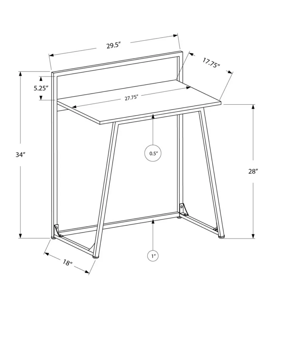 Computer Desk, Home Office, Laptop, 30"L, Work, White Laminate, White Metal, Contemporary, Modern