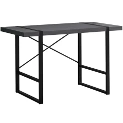 Computer Desk, Home Office, Laptop, 48"L, Work, Grey Laminate, Black Metal, Contemporary, Modern