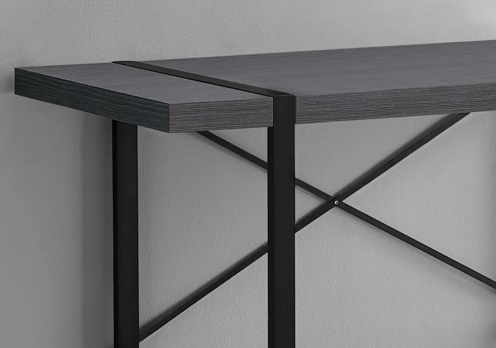Computer Desk, Home Office, Laptop, 48"L, Work, Grey Laminate, Black Metal, Contemporary, Modern