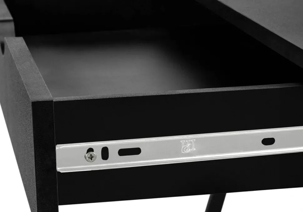 Computer Desk, Home Office, Laptop, Leaning, Storage Drawers, 32"L, Work, Black Laminate, Black Metal, Contemporary, Modern