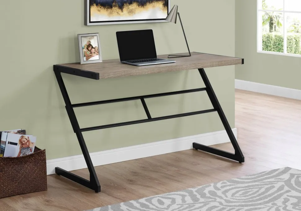 Computer Desk, Home Office, Laptop, 48"L, Work, Brown Laminate, Black Metal, Contemporary, Modern