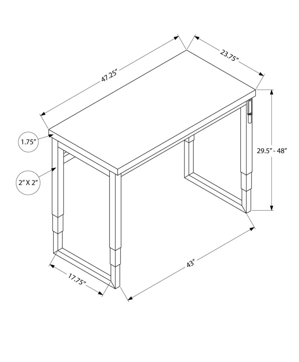 Computer Desk, Home Office, Standing, Adjustable, 48"L, Work, Laptop, Beige Laminate, Black Metal, Contemporary, Modern