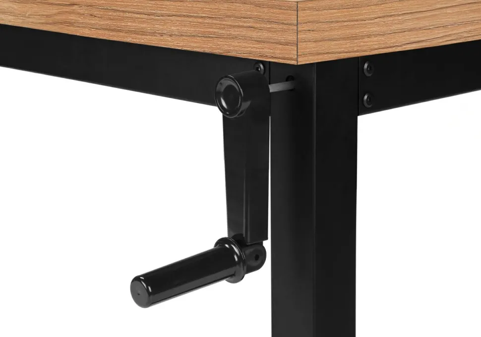 Computer Desk, Home Office, Standing, Adjustable, 48"L, Work, Laptop, Brown Laminate, Black Metal, Contemporary, Modern