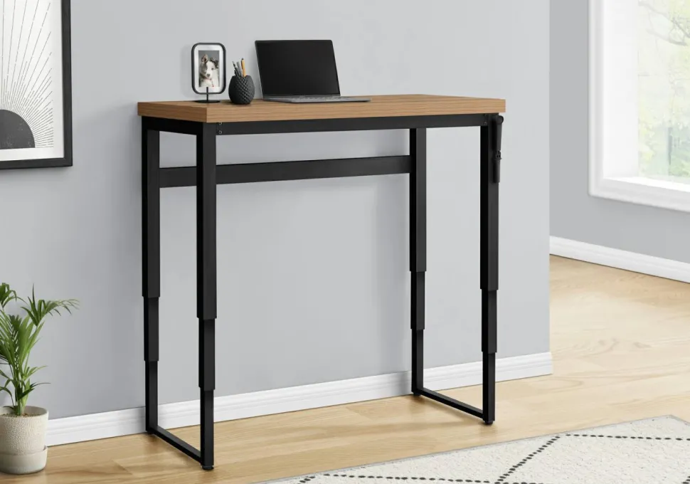 Computer Desk, Home Office, Standing, Adjustable, 48"L, Work, Laptop, Brown Laminate, Black Metal, Contemporary, Modern
