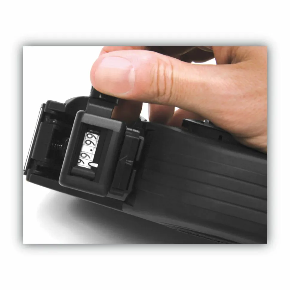 Consolidated Stamp One-line Pricemarking Label Gun - Label - 0.81" x 0.44" - Black - Rubberized Grip, Jam-free, Drop-in Loading, Fast-drying