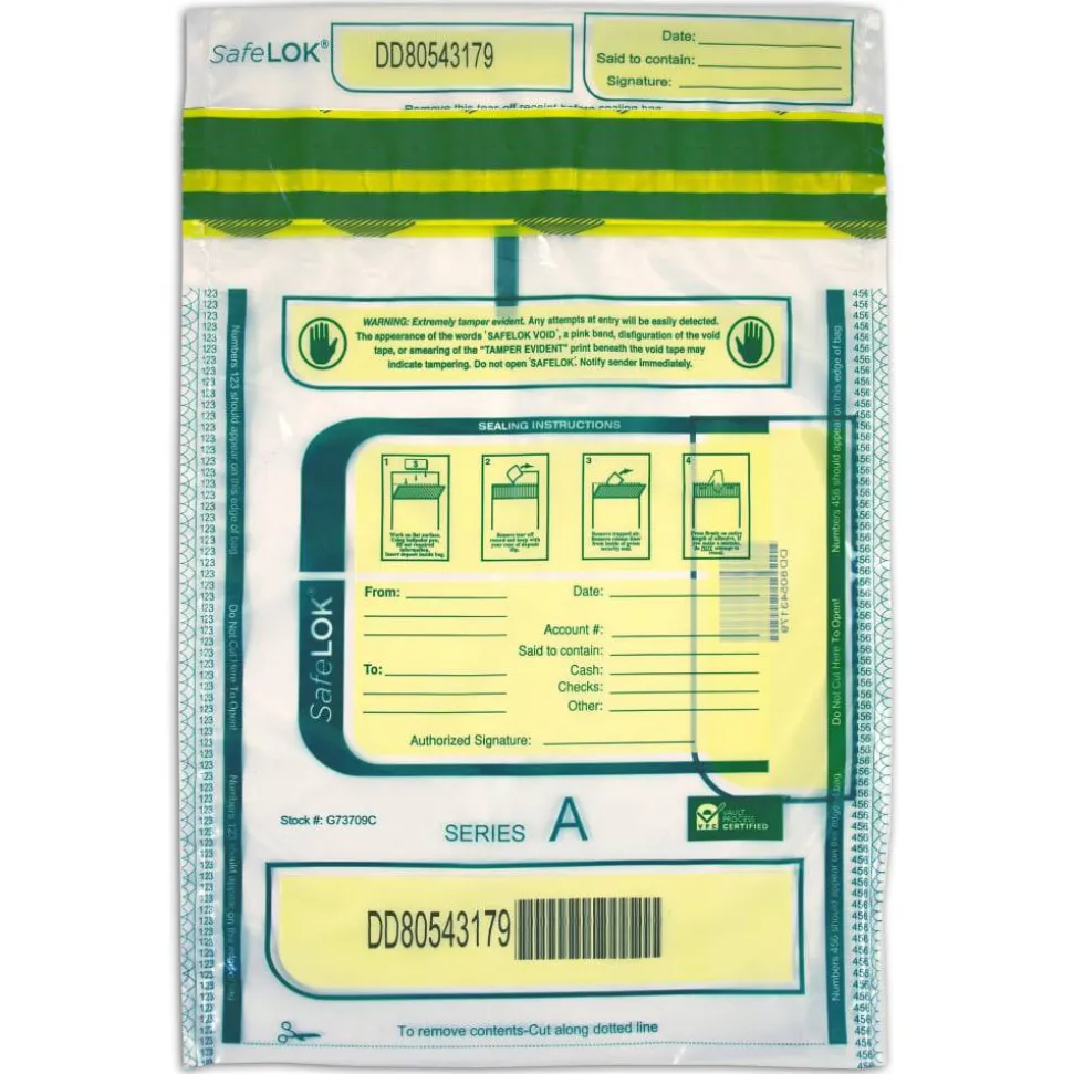 Control Group Tamper-Evident Deposit Bags, 9" x 12", Clear, Pack Of 100