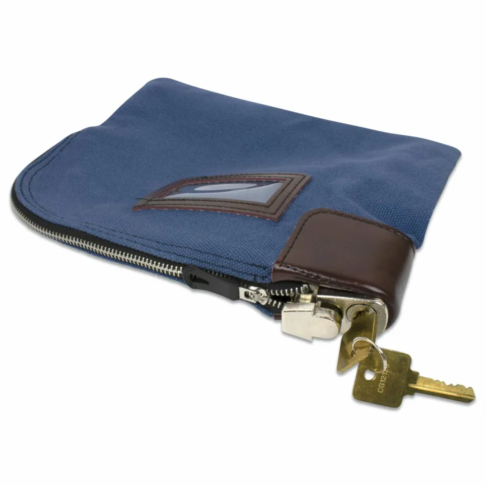 CONTROLTEK Fabric Deposit Bag with Locking Zipper, Nylon, 8.5" x 1" x 11", Blue