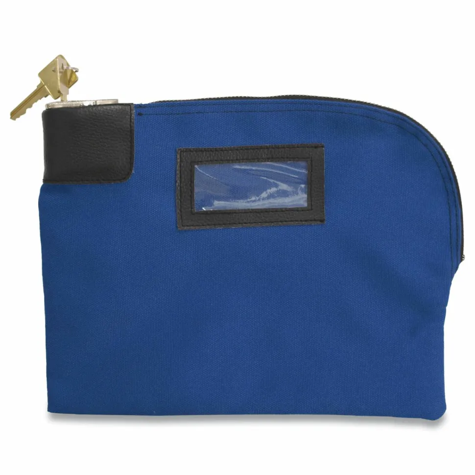 CONTROLTEK Fabric Deposit Bag with Locking Zipper, Canvas, 8.5" x 1" x 11", Blue