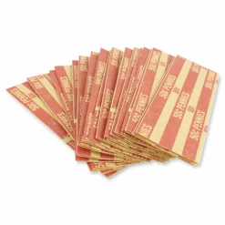 CONTROLTEK Flat Tubular Coin Wrap, Pennies, Red/White, 1,000/Box