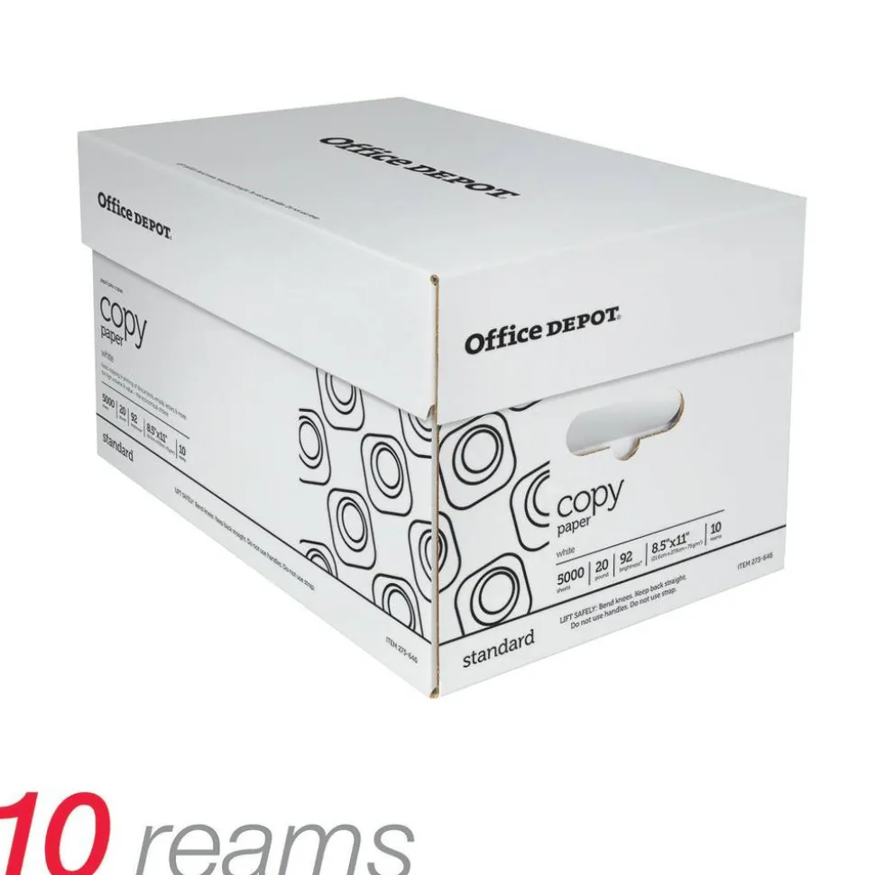 Copy Paper, White, Letter (8.5" x 11"), 5000 Sheets Per Case, 20 Lb, 92 Brightness