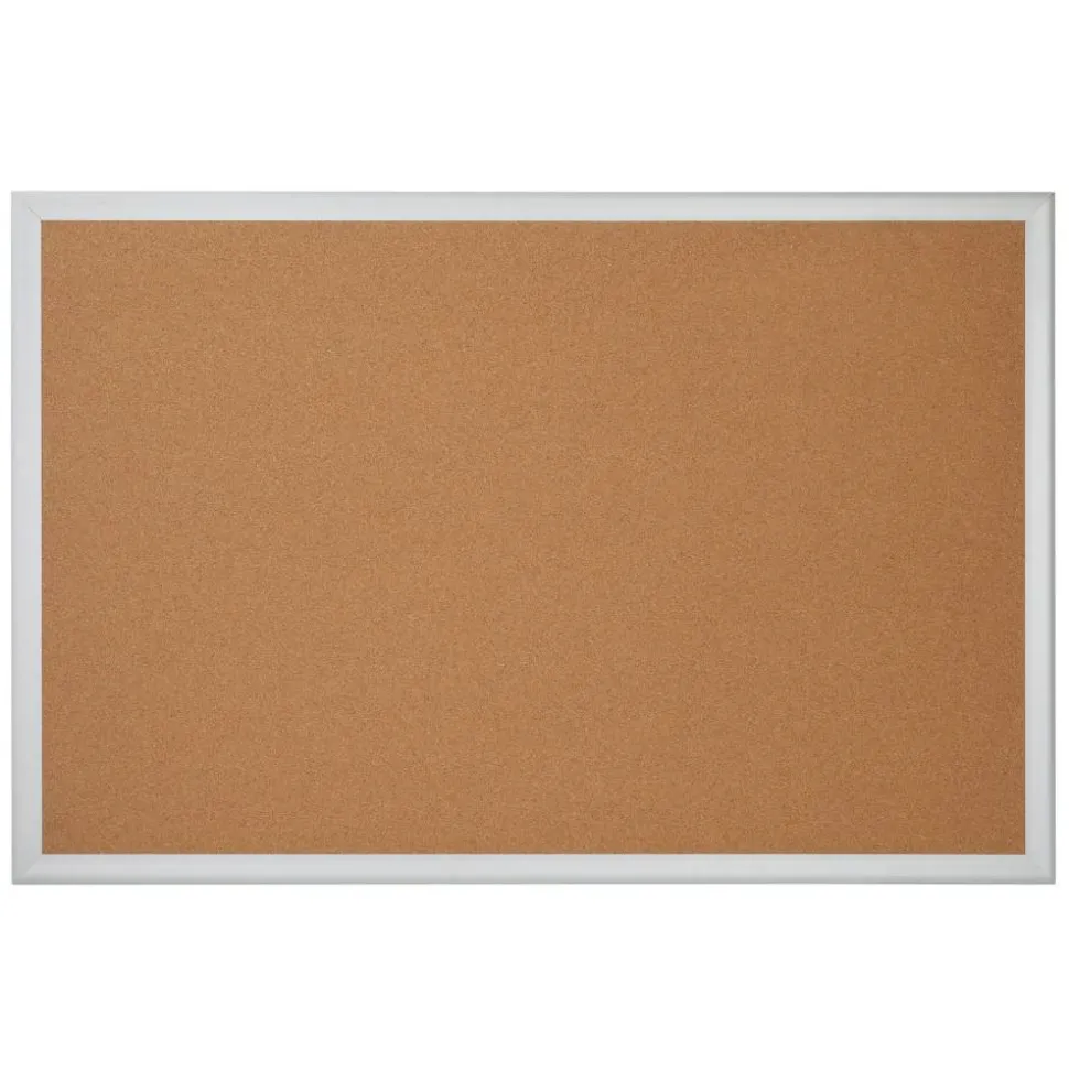 Cork Bulletin Board, 48" x 96", Aluminum Frame With Silver Finish