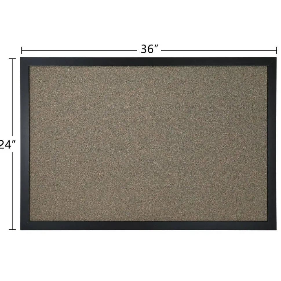 Cork Bulletin Board, 24" x 36", Black Finish Frame