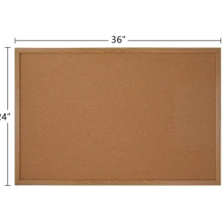 Cork Bulletin Board, 24" x 36", Wood Frame With Oak Finish