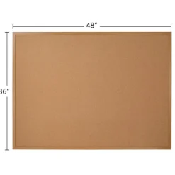 Cork Bulletin Board, 36" x 48", Wood Frame With Light Oak Finish
