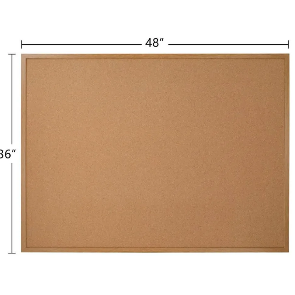 Cork Bulletin Board, 36" x 48", Wood Frame With Light Oak Finish