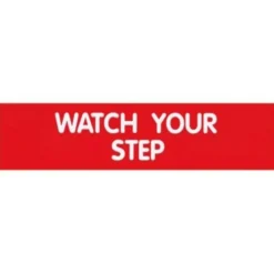 Cosco Engraved "Watch Your Step" Sign, 2" x 8", Red/White