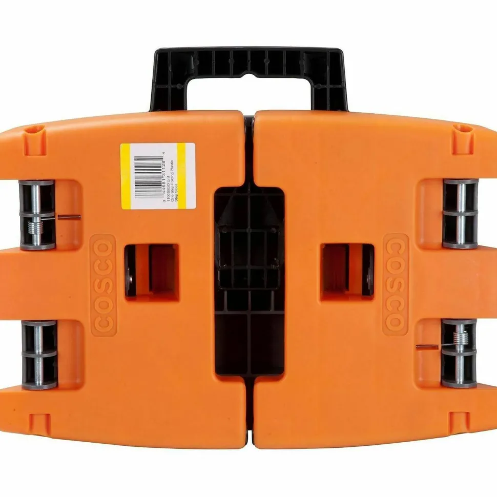 Cosco Folding Step Stool, 1-Step, 300 lb Capacity, 8.5" Working Height, Orange/Gray